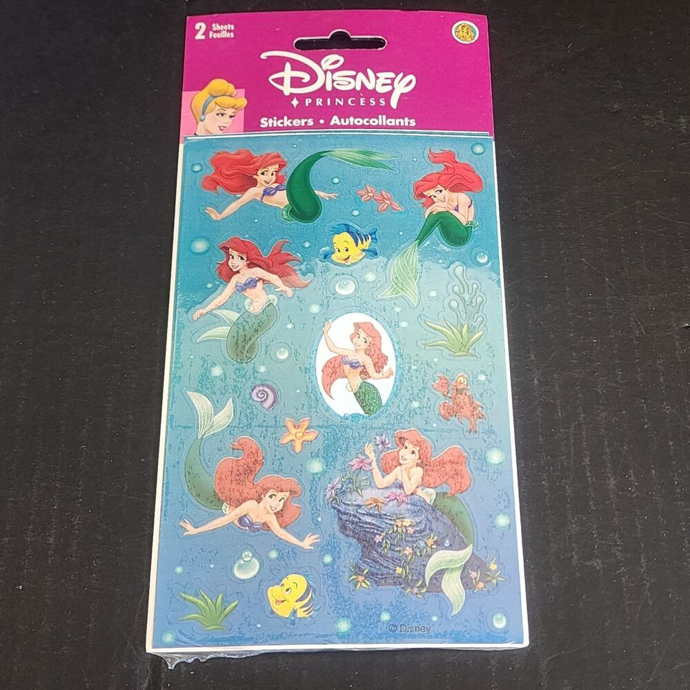 Vintage Sandylion Disney's The Little Mermaid Ariel Princess 2 Sticker Sheets...